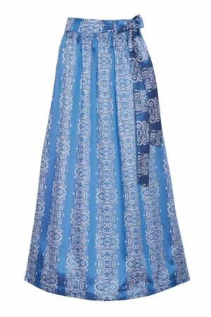 Dirndlschürze lang 90cm blau-weiß 001254