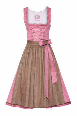 Midi Dirndl 65cm altrosa-braun Anja 132362