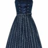 Midi Dirndl 65 cm dunkelblau gepunktet 015619