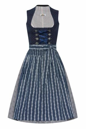 Midi Dirndl 65 cm dunkelblau weiß gemustert Fariba 015618