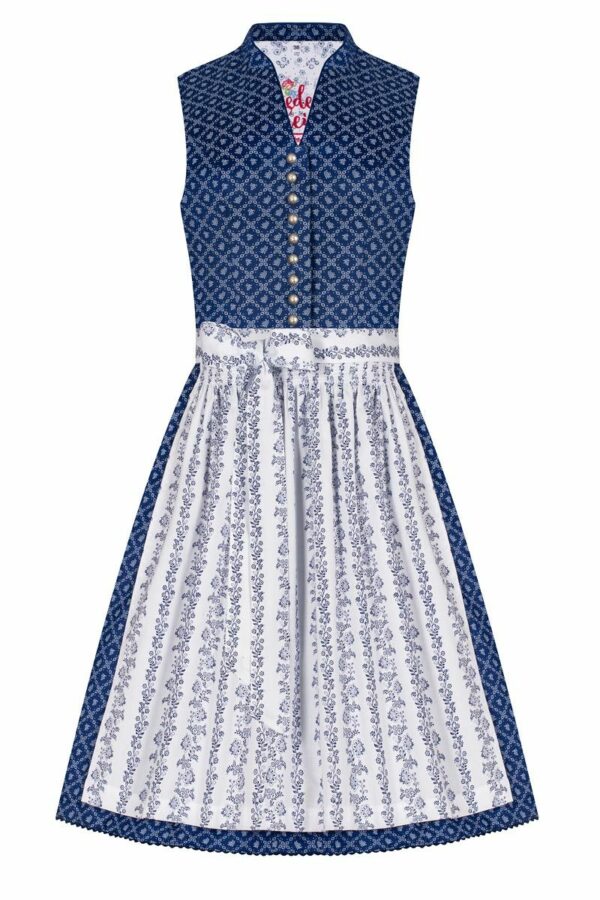 Mini Dirndl 60 cm blau weiß gemustert 004987