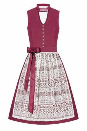 Midi Dirndl 65cm dunkelrot gepunktet creme Miri 006526