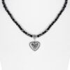 Collier verschiedenfarbig mit Glasperlen und Herzanhänger 011505
