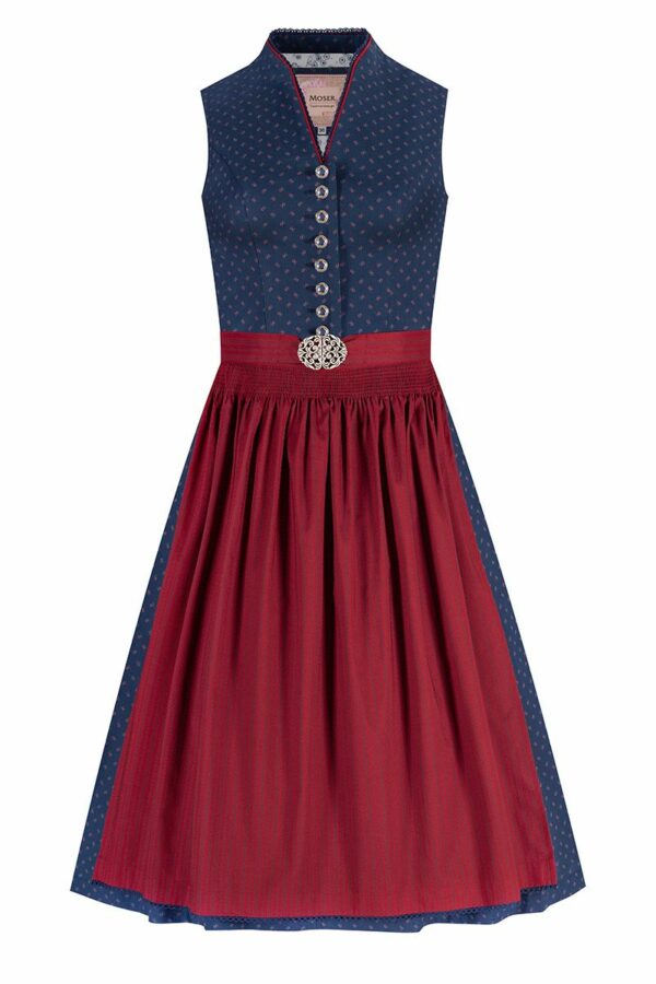 Midi Dirndl 65 cm blau rot Marie 010073