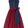 Midi Dirndl 65 cm blau rot Tanja 010074
