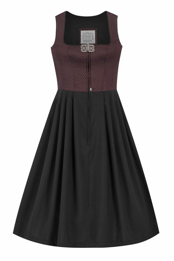 Midi Dirndl 70 cm Gastro dunkelrot schwarz Stretch Emma 014194