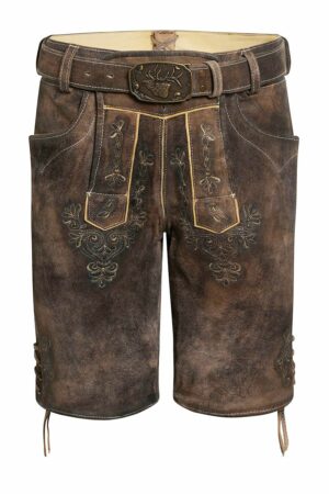 Lederhose kurz mit Gürtel braun antik Eilert 002371