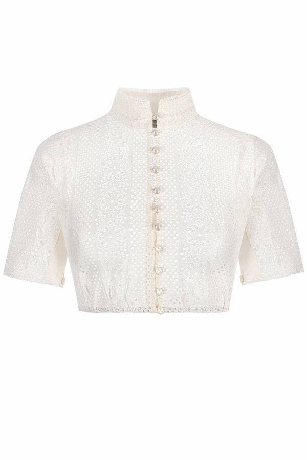 Dirndlbluse Spitze creme hochgeschlossen 011698
