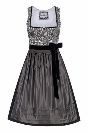 Midi Dirndl 70cm schwarz gemustert Stretch Chloe 011800