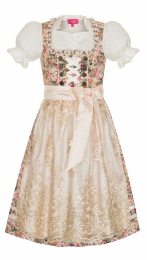 Kinder Dirndl altrosa creme geblümt Ramona 141007