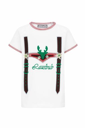 Kinder Trachtenshirt kurzarm weiß Lederhos´n Lausbub 141036