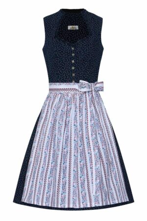 Mini Dirndl 60 cm dunkelblau geblümt weiß 015617