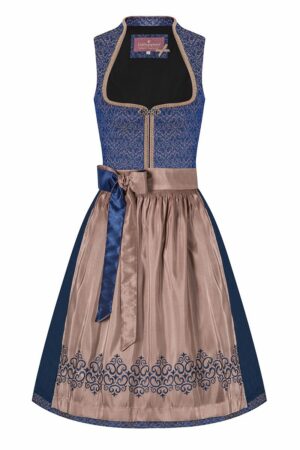 Midi Dirndl 65cm dunkelblau taupe Nicole 004676 - limitiert