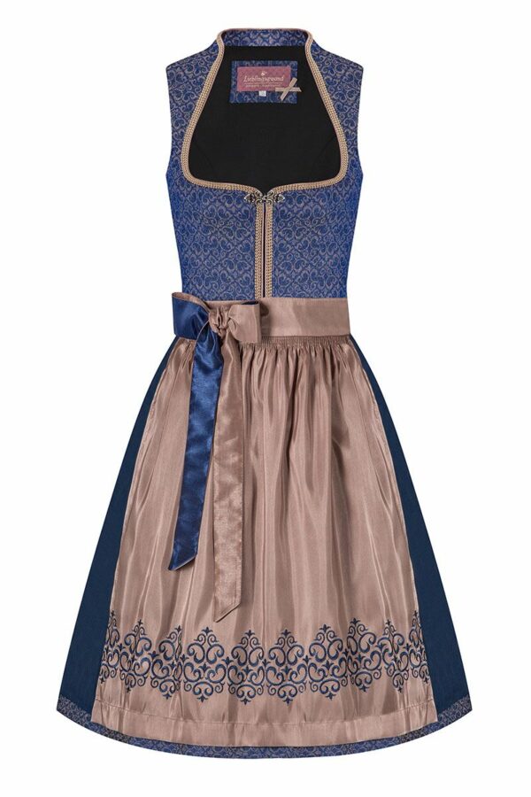Midi Dirndl 65cm dunkelblau taupe Nicole 004676 - limitiert