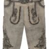 Lederhose kurz mit Gürtel grau Luis 015663