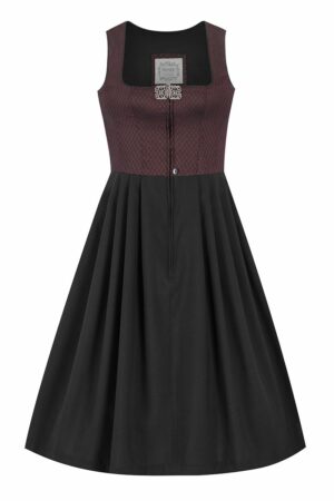 Midi Dirndl 70 cm Gastro dunkelrot schwarz Stretch Emma 014194