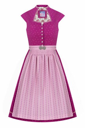 Midi Dirndl 65 cm beere rosa gemustert Toni 007358