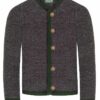 Kinder Trachten Strickjacke anthrazit grün Leo 015292