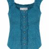 Trachtenbluse kurzarm blau gemustert Darina-Maren 009298