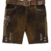Kinder Lederhose kurz mit Gürtel braun antik Flori 003850