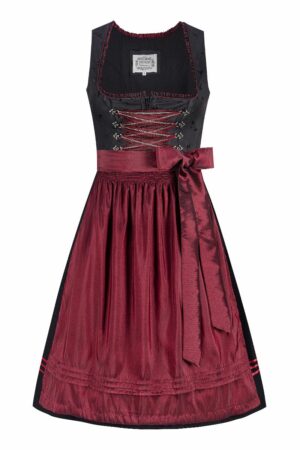 Midi Dirndl 70 cm schwarz dunkelrot Klara 016556