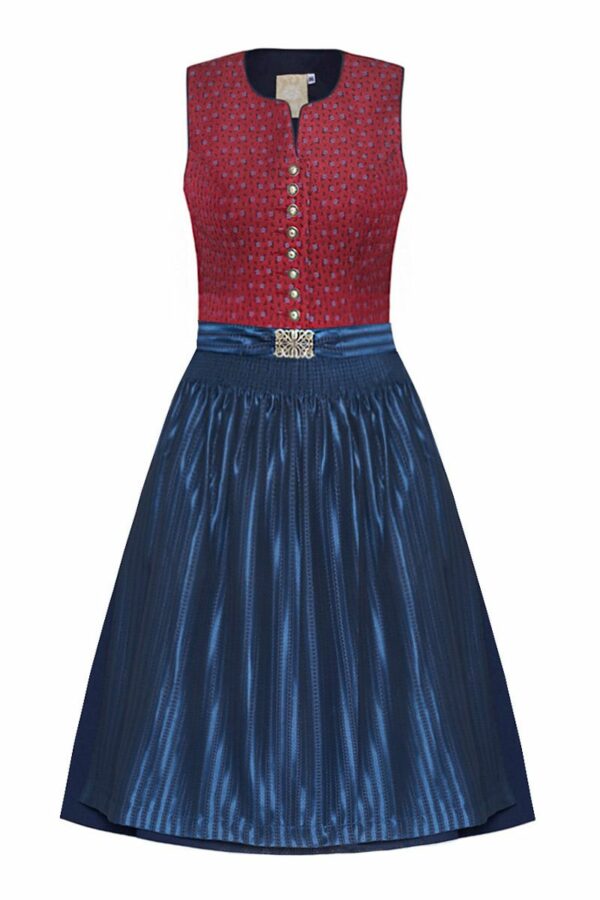 Midi Dirndl 65cm rot gemustert blau Jasmin 005427