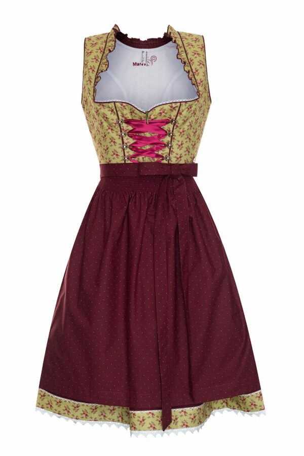 Mini Dirndl 60cm oliv-rot Antje 130961