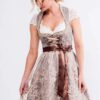Mini Dirndl 60 cm taupe metallic geblümt Josce 014920