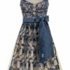 Midi Dirndl 70 cm dunkelblau gold Elisa 016391