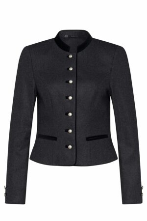 Damen Lodenjacke anthrazit schwarz mit Samtkragen Ebbs 004841