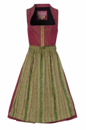 Midi Dirndl 65cm dunkelrot grün gemustert Marlene 004755