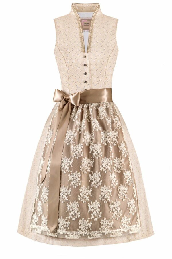 Mini Dirndl 60cm creme geblümt taupe Thea 004739