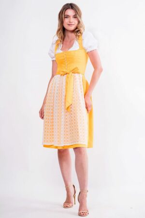 Midi Dirndl 65 cm gelb weiß Lisanne 014968