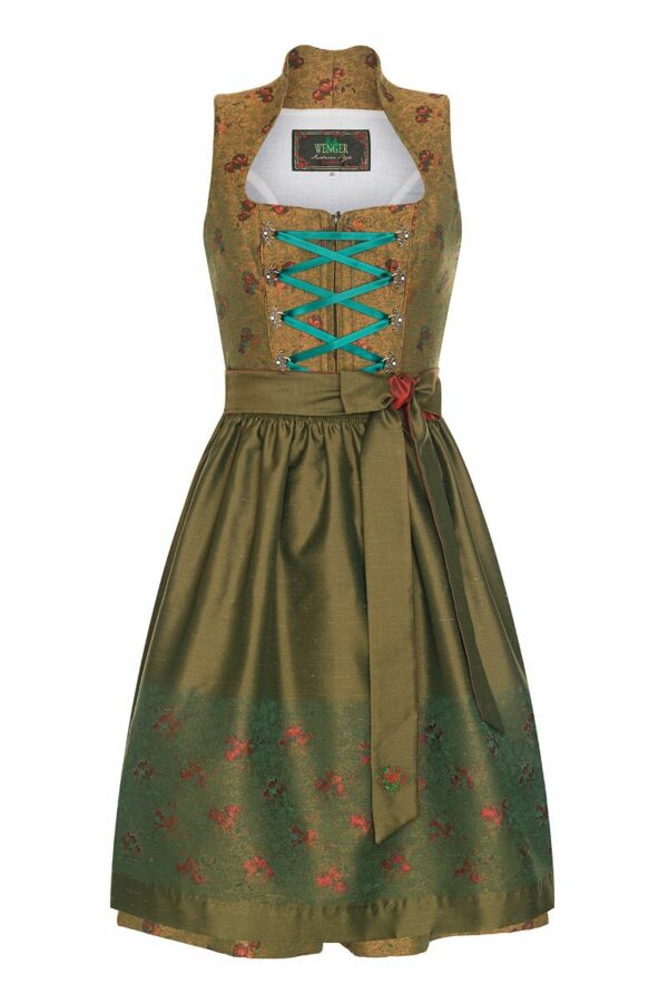 Midi Dirndl 65cm braun olivgrün Olivia 131182