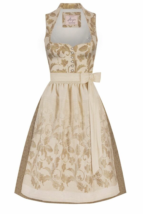 Midi Dirndl 70 cm creme gold Luna 012214