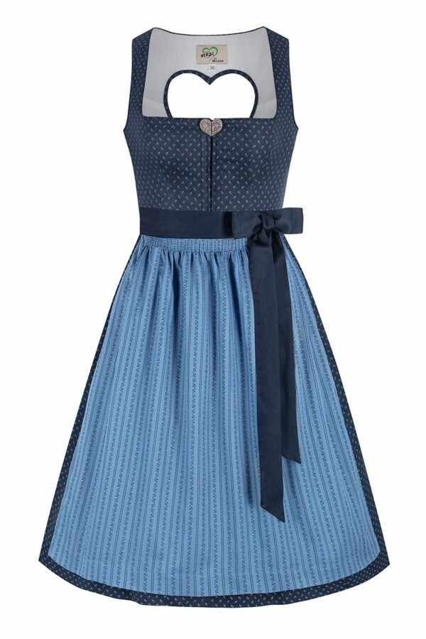 Midi Dirndl 65 cm dunkelblau gemustert blau Resi 014655