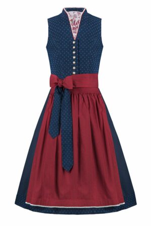 Midi Dirndl 65cm dunkelblau dunkelrot Ela 004458