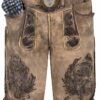 Lederhose kurz mit Gürtel graubraun antik Watzmann 015508