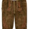 Lederhose kurz mit Gürtel braun rot SSV Jahn 016744