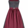 Midi Dirndl 65 cm anthrazit dunkelrot Manu 014677