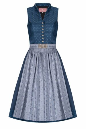 Midi Dirndl 65 cm blau grau Louise 007493