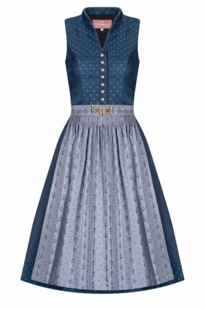 Midi Dirndl 65 cm blau grau Louise 007493