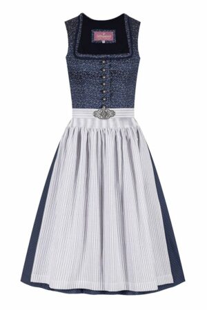 Midi Dirndl 65 cm dunkelblau weiß Mathilda 010041