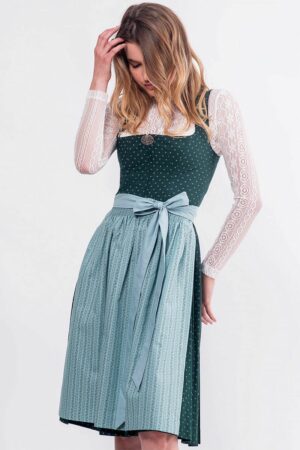 Midi Dirndl 65 cm dunkelgrün mint Frieda 016557