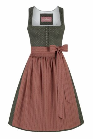 Midi Dirndl 65 cm oliv rosenholz Leonie 016551