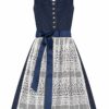 Midi Dirndl 65cm dunkelblau gepunktet creme Miri 006529