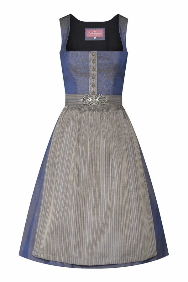 Midi Dirndl 70 cm blau grau Verena 008497