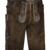 Lederhose kurz mit Gürtel dunkelbraun Rafael 002915