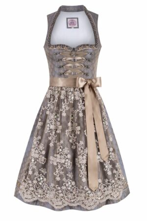 Midi Dirndl 65 cm blau taupe Vera 009044