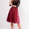 Midi Dirndl 65 cm dunkelrot Samt Inka 013917